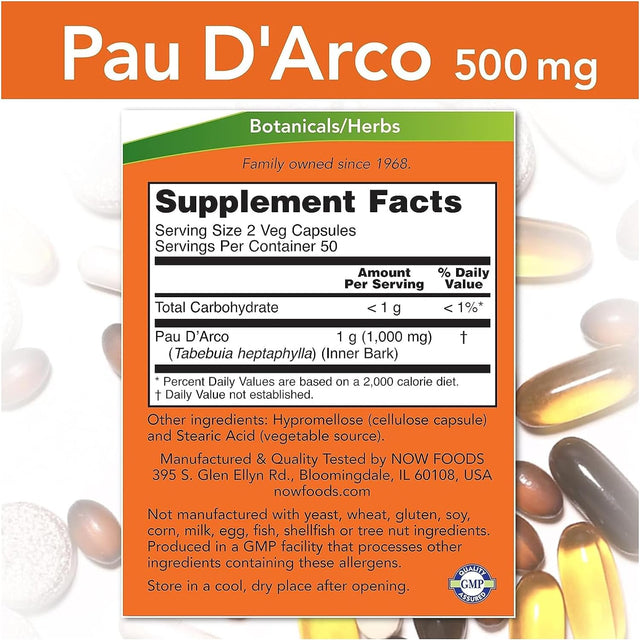 Now Foods PAU D'Arco 500Mg, 100 CT