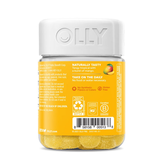 OLLY Probiotic Gummy, Immune & Gut Health, Digestive Supplement, Mango, 50 Ct