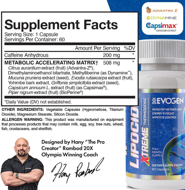 Lipocide Xtreme | Maximum Strength Single Capsule Extreme Fat Burner, Dynamine, Capsimax, Bioperine | 60 Capsules