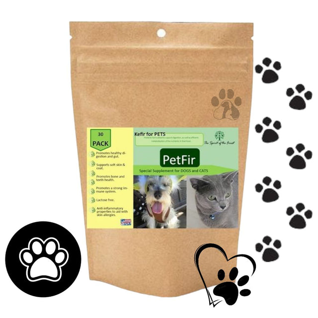 Petfir 30 Pack Kefir Supplement Pets Probiotic Dogs Cats Support Gut Health