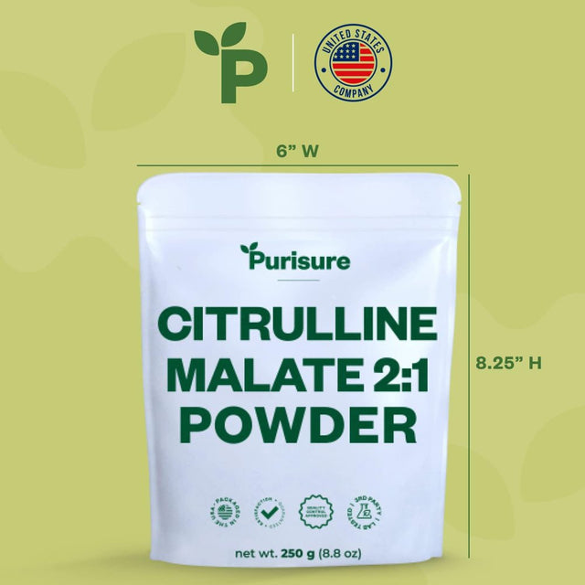 Purisure Citrulline Malate 2:1 Powder, Muscle Recovery & Nitric Oxide Booster, 84 Servings