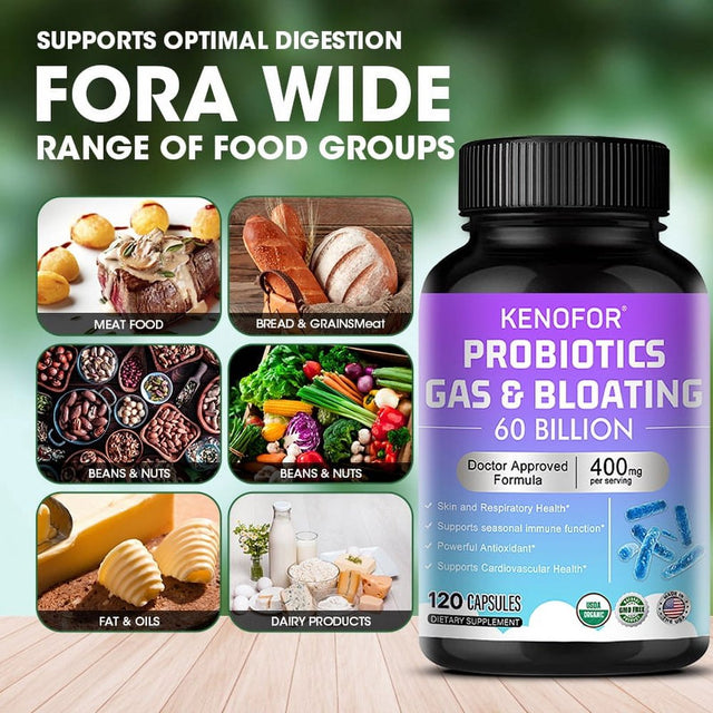 KENOFOR Probiotic Capsules with Lactobacillus Acidophilus, Powerful Antioxidants to Support Skin, Cardiovascular, Digestive, Immune and Respiratory Health