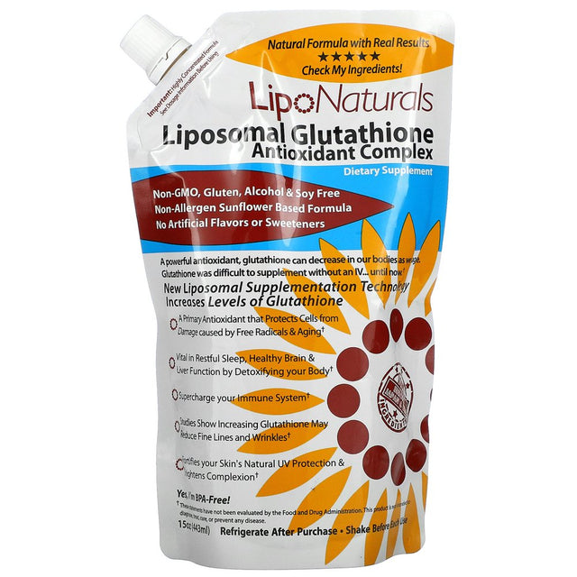 Lipo Naturals Liposomal Glutathione Antioxidant Complex , 15 Oz (443 Ml)