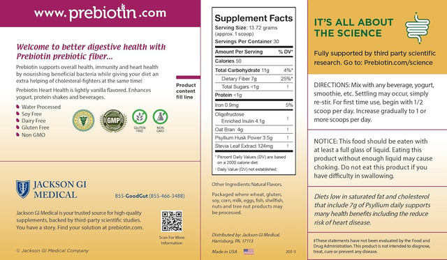 Prebiotin Prebiotic – 30 Servings - 14.52 Oz - Professionally Formulated - Balances Gut Microbiome and Boosts Your Own Probiotics