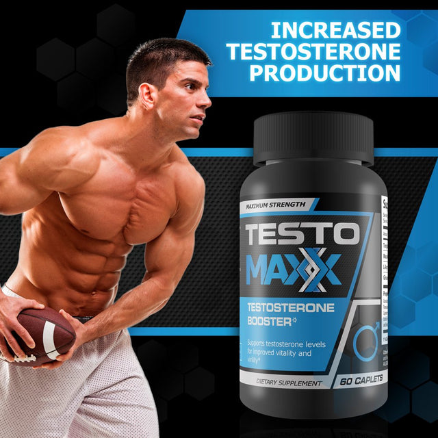 Testo Maxx - All Natural Testosterone Booster - Burn Fat, Build Lean Muscle, and Improve Performance - 60 Caplets
