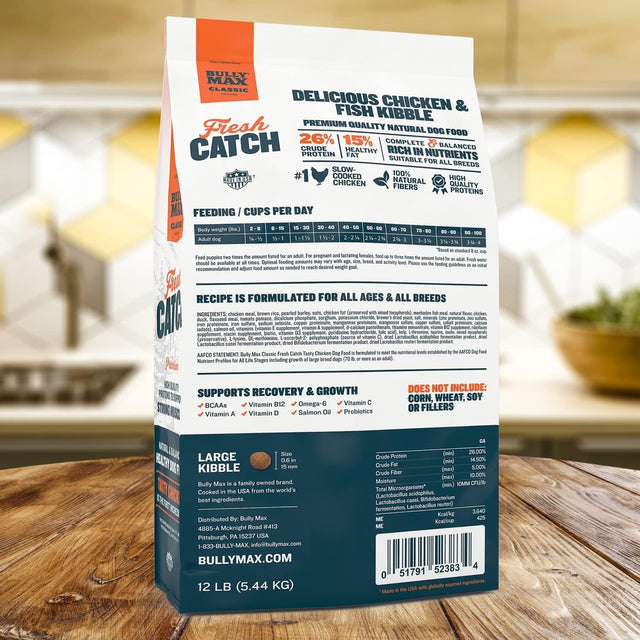 Classic Fresh Catch Chicken, Rice & Fish Recipe - Slow-Cooked, Nutritious Puppy & Dog Food, Large Kibble Wholesome Dog Food, Natural Dog Food W/Added Vitamins, Minerals, & Nutrients, 12 Lbs