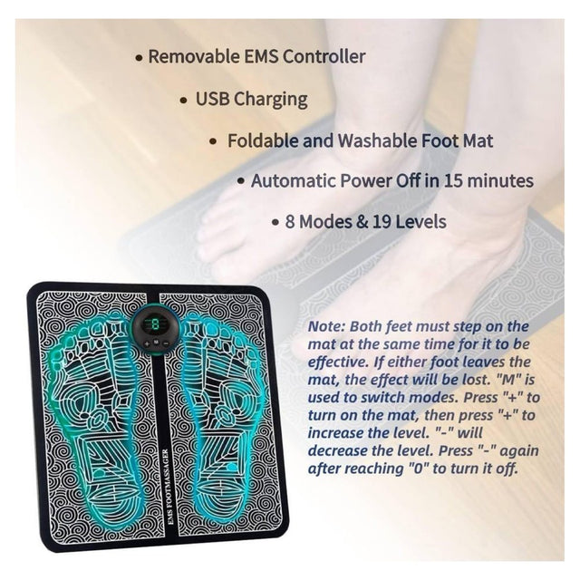 Gnhoch EMS Foot Massager, Foldable EMS Foot Massager Mat with 8 Modes&19 Levels for Neuropathy Pain Plantar Relief, Muscle Relaxation