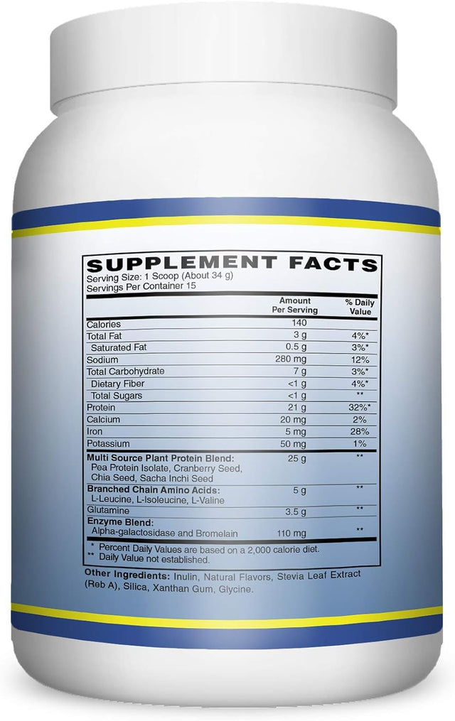 Vitamin Discount Center Plant Protein, 21G Protein per Serving, Vegan, Gluten Free, Vanilla 1.1 Lb