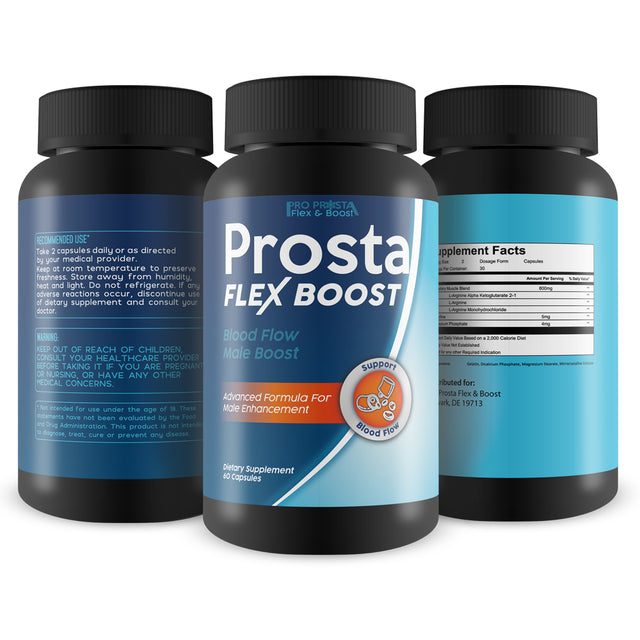 Prosta Flex Boost - Blood Flow Male Boost - Made with Our Purest Most Potent L-Arginine - Our Best Nitric Oxide Supplements for Men Blood Flow and Improved Nutrient Delivery - 60 Count