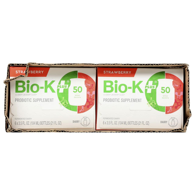 Bio-K plus Strawberry Fermented Dairy Probiotic, 3.5 Fluid Ounce -- 24 per Case.