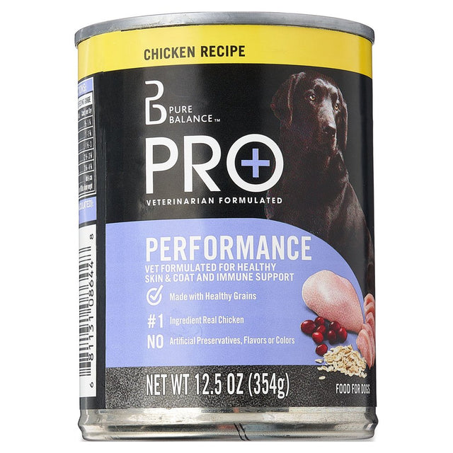 Pure Balance Pro+ Performance Wet Food for Dogs, Chicken Recipe, 12.5 Oz, 6 Count