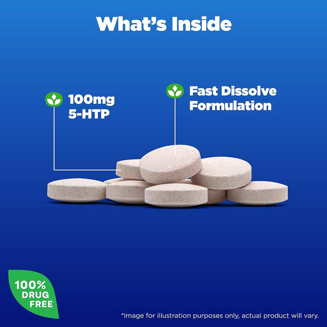 Natrol 5-HTP 100Mg, Drug-Free Dietary Supplement Helps Support Balanced Mood, 30 Mixed Berry-Flavored Fast Dissolve Tablets, 15-30 Day Supply