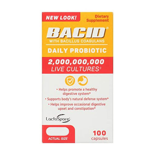 Bacid Probiotic Dietary Supplement, 100Ct