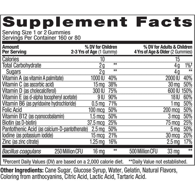 Lil' Ollys Kids' Multi + Probiotic Yum Berry Punch Vitamin Gummies (160 Ct.)