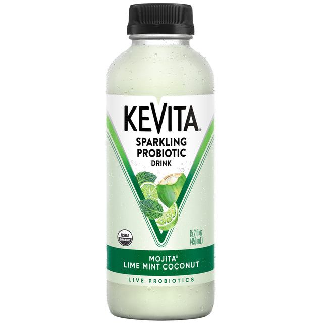 Kevita Organic Mojita Lime Mint Coconut Sparkling Probiotic Drink, 15.2 Fluid Ounce -- 6 per Case.