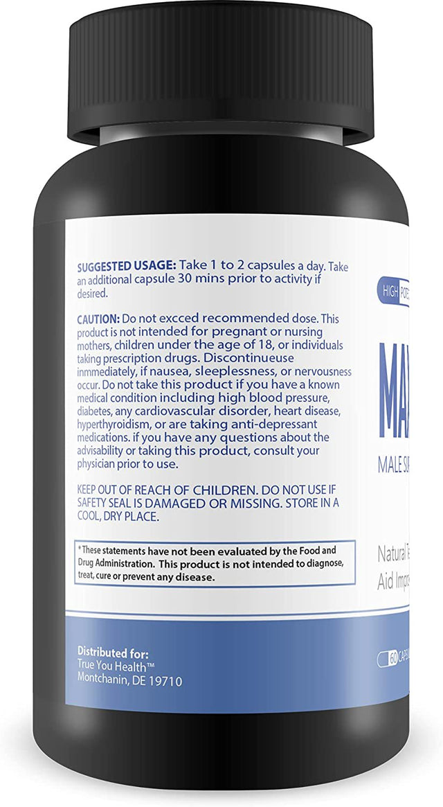Max Manhood Testosterone Booster Pills - Aids in Improved Muscle Growth, Performance, & Nutrient Delivery - with L-Arginine for Blood Flow - 60 Count