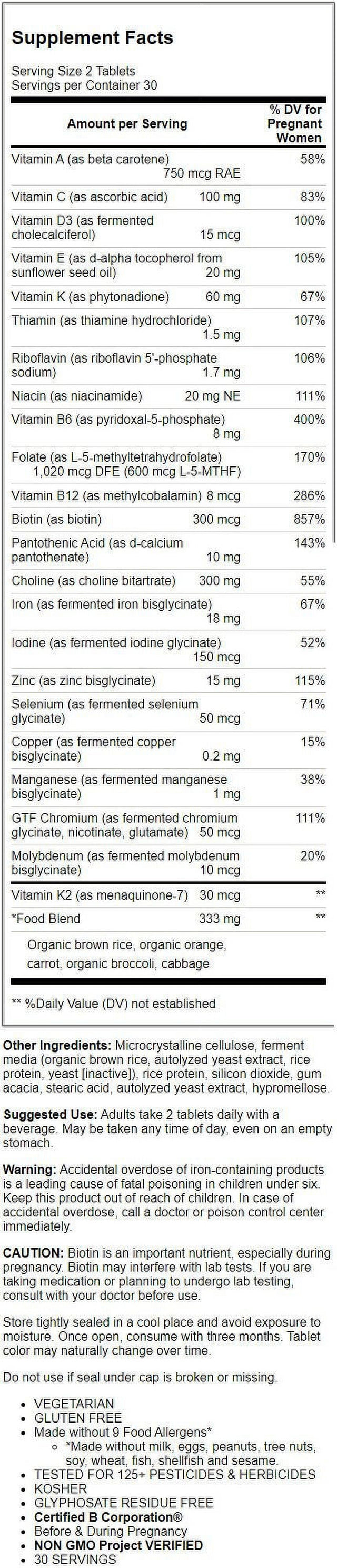 Megafood Baby Me 2 Prenatal Multi 60 Tabs Baby'S Brain Development *