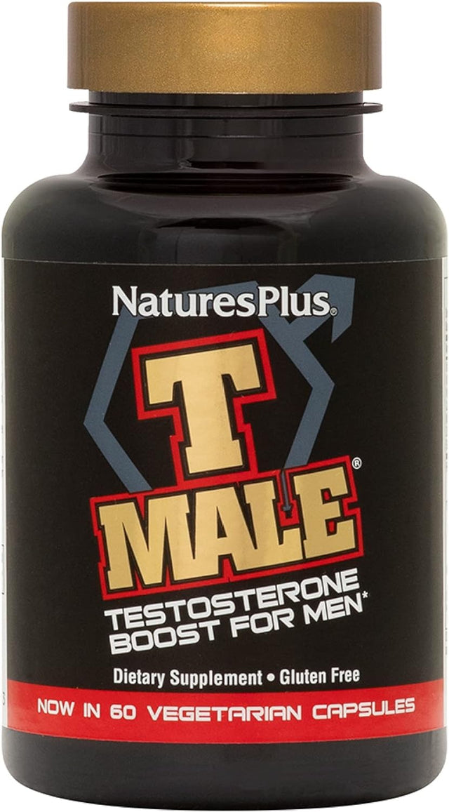 Naturesplus T Male - 60 Vegetarian Capsules - Promotes Muscle Gain & Stamina, Mood Enhancer - Gluten Free - 30 Total Servings