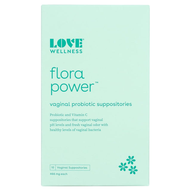 Love Wellness Flora Power Feminine Deodorant Probiotic Suppositories for Balanced Vaginal Bacteria & Odor, 10 Ct