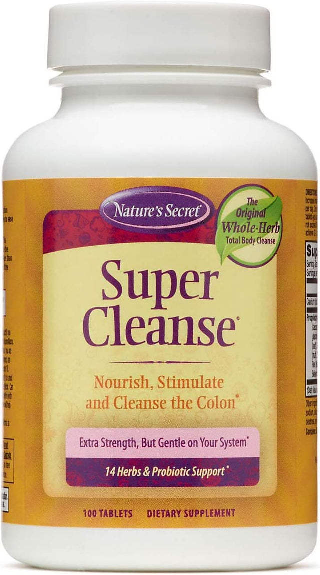 Nature'S Secret Super Cleanse Extra Strength Total Body Cleanse, Support - Stimulating Blend of 14 Herbs with Probiotics - 100 Tablets