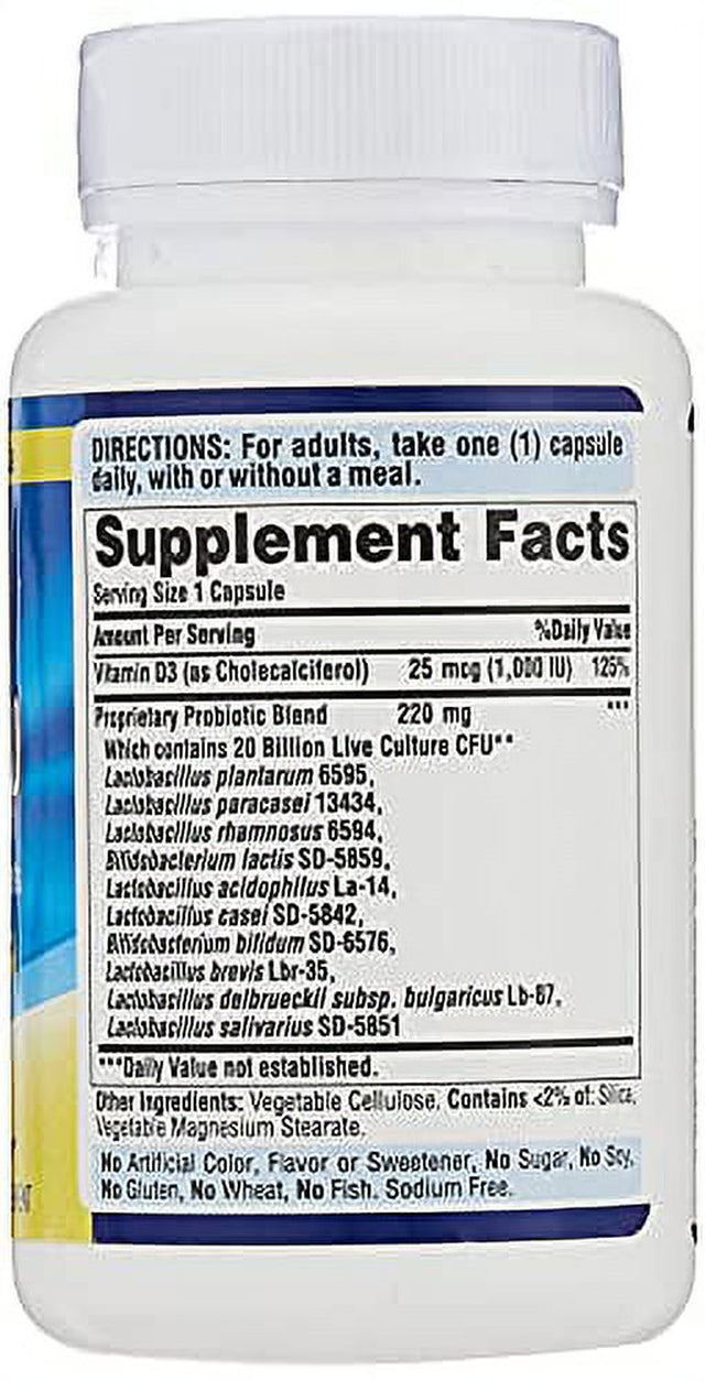 Probiotic 10 with Vitamin D to Help Support Immune System Health*, 60 Count, by Puritan'S Pride, White