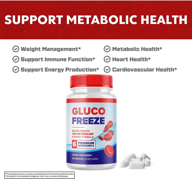 (2 Pack) Gluco Freeze Pills - Pills for Blood Advanced Formula - Gluco Freeze Capsules Blood Support Supplement (120 Capsules)