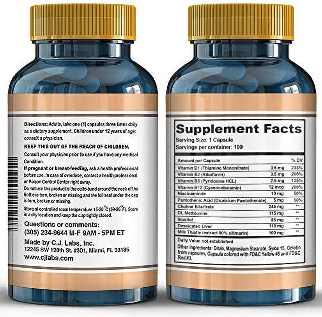 LIPOCHOL Natural Liver Cleanser Detox Supplement Cleanse & Support Liver Health. Milk Thistle Extract (Silymarin) (100 Caps Bottle)