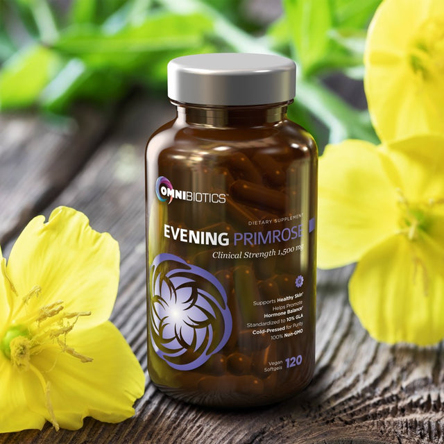 Organic Evening Primrose Oil 1,500 Mg - Hormone Balance, Menopause and PMS Relief - 120 Vegan Softgel Capsules by Omnibiotics