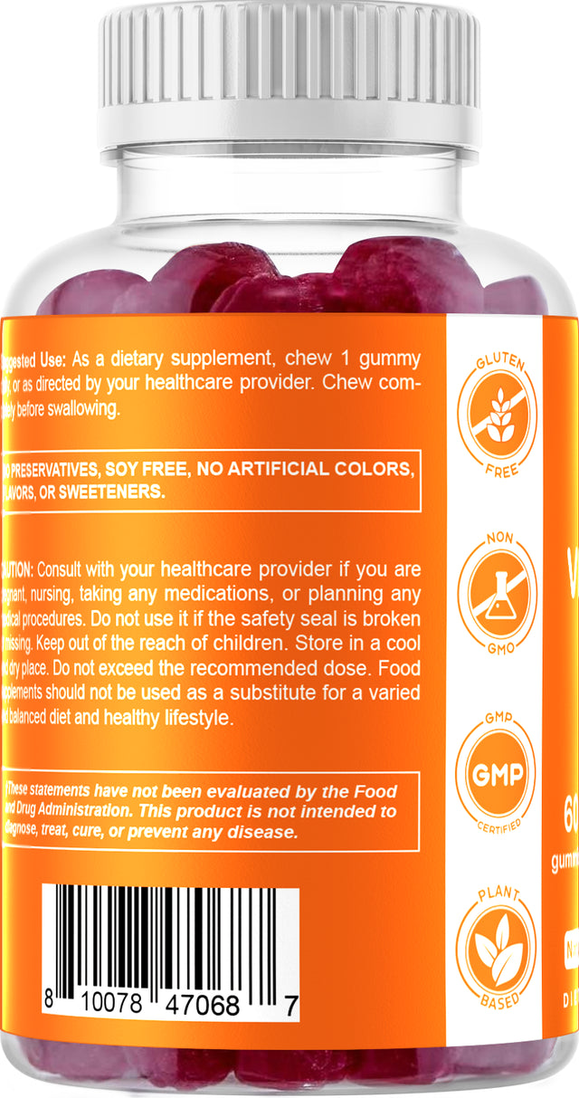 2 Pack Vitamatic Vitamin D3 Gummies - 5000 IU - 60 Vegan Gummies - Great Taste - Healthy Bones, Teeth, Mood, Joint & Immune System Function (Total 120 Count)