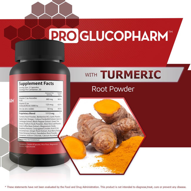 Pro Glucopharm - Blood Sugar Support Supplement for Men & Women - with Cinnamon, Berberine, Zinc, & Magnesium - Support Healthy Blood Flow & Immune Function - Promote Reduced Inflammation Naturally
