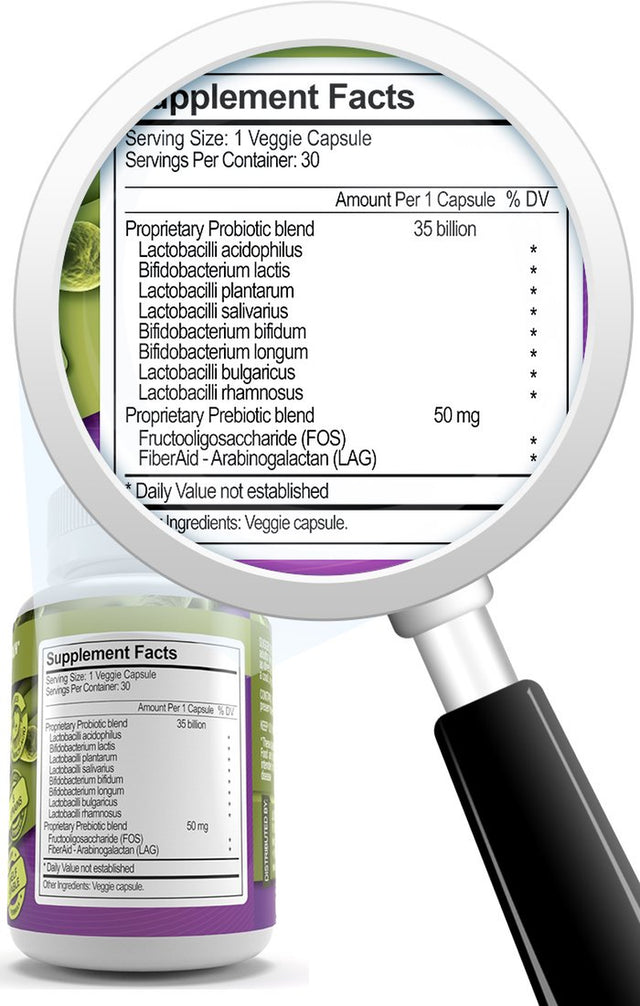 Just Potent Probiotic Supplement :: 35 Billion Cfus per Capsule :: 8 Powerful and Essential Strains :: Guaranteed Potency & Cfus through Expiration :: Survives Stomach Acid
