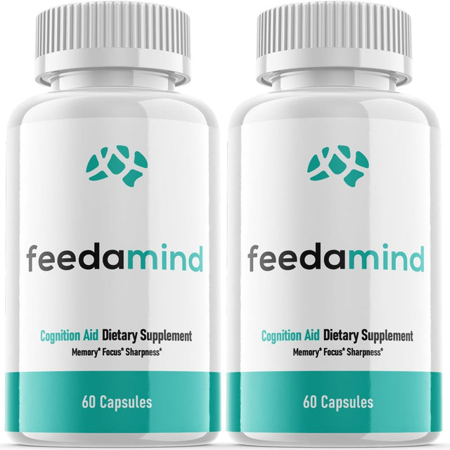 (2 Pack) Feedamind - Brain Boost Supplement - Dietary Supplement for Focus, Memory, Clarity, & Energy - Advanced Cognitive Support Formula for Maximum Strength - 120 Capsules