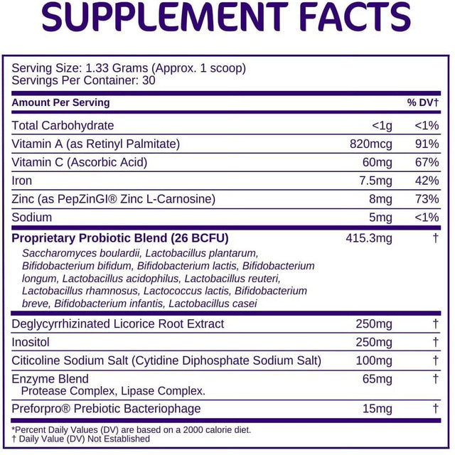 Aspire Nutrition Bio-Heal Pro+ plus Probiotic Powder Supplement for Women, Men, and Kids