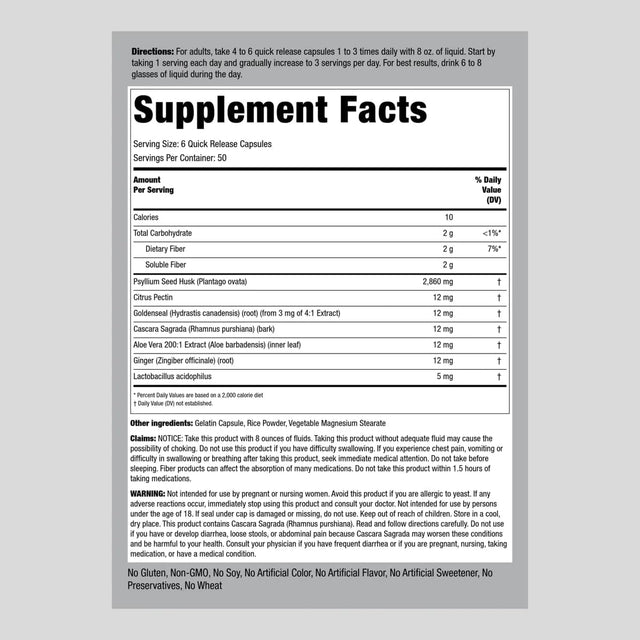 Piping Rock Colon Cleanse Pills | 300 Capsules | Herbal Detox Supplement | Super Formula for Men and Women | with Psyllium, Fiber, and Probiotics | Non-Gmo, Gluten Free