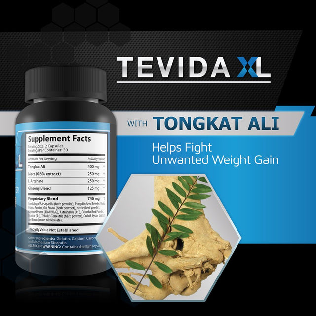 Tevida XL Prosta Relief and Testo Booster - Support Improved Blood Flow & Circulation - Prevent Unwanted Weight Gain - Naturally Boost Testosterone for Male Health - 60 Capsules