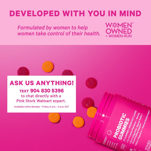 Pink Stork Probiotic Gummies, Pregnancy + Nursing Safe, Assorted Fruit Flavor, 30 Count