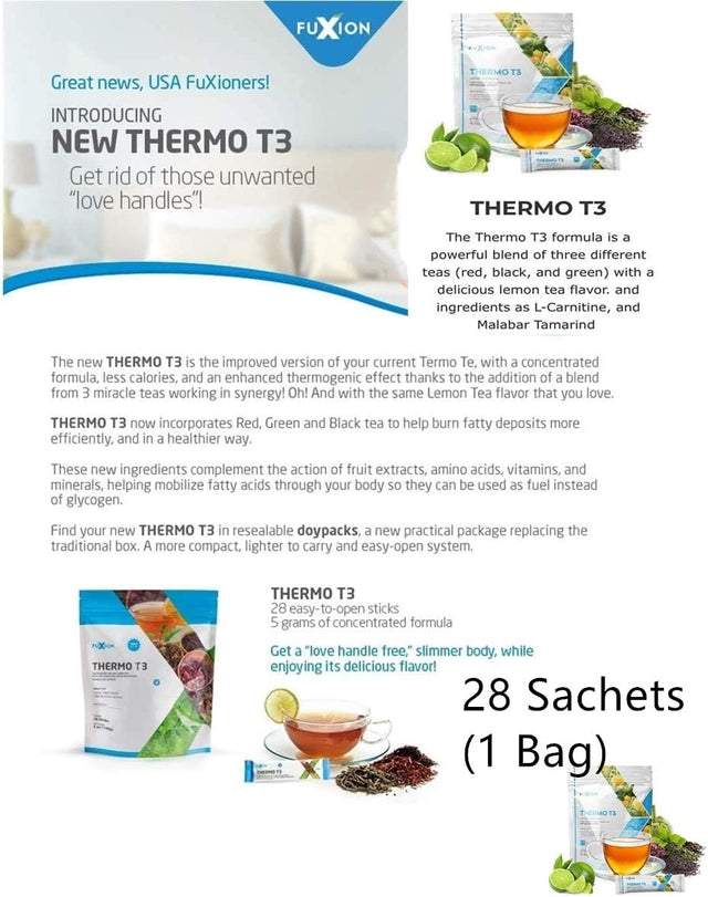 Fuxion Thermo T3,Delicious Lemon Tea Flavor(Thermo TT3, 28 Sachets)