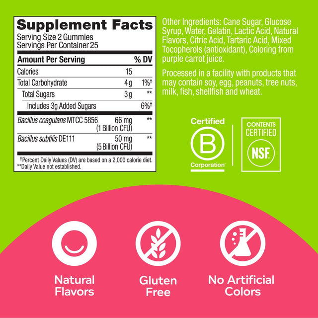 OLLY Extra Strength Probiotic Gummy, 6 Billion Cfus, 2 Strains, Supplement, Apple, 50 Ct