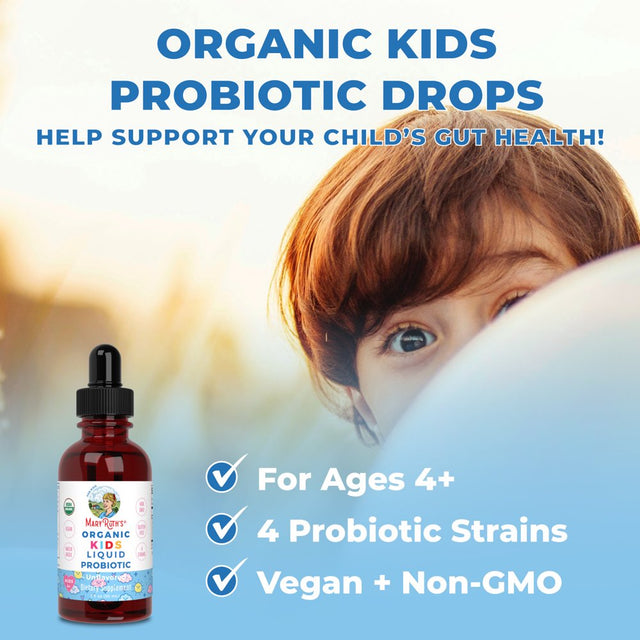 Maryruth Organics | USDA Organic Kids Liquid Probiotic for Ages 4+ | Digestive & Gut Health | Vegan, Non-Gmo | 1 Fl Oz / 30 Ml | Unisex |