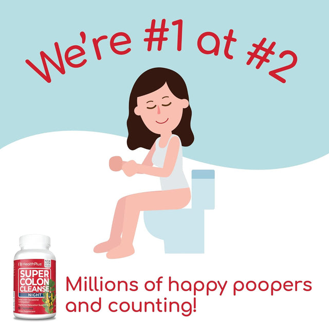 Health plus Super Colon Cleanse Night Formula Digestive Support | Constipation Relief to Reduce Bloating with Probiotics and Valerian Root for Sleep | More than 1 Cleanse, 60 Capsules