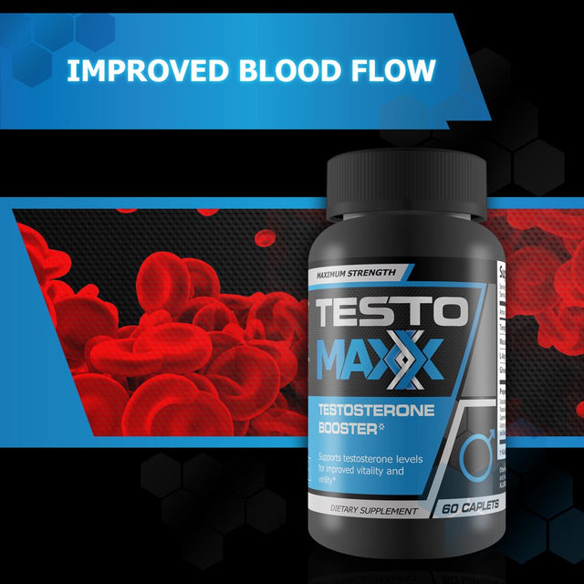 Testo Maxx - All Natural Testosterone Booster - Burn Fat, Build Lean Muscle, and Improve Performance - 60 Caplets
