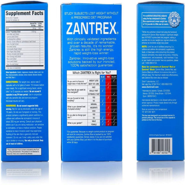 Zantrex Blue High-Energy Rapid Weight Loss Supplement - Advanced Metabolic Boosting Formula, Reduces Body Fat, Enhances Stamina & Performance - 84 Count Capsules