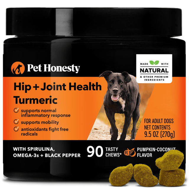 Pet Honesty Dog Hip + Joint Health Turmeric Chews, Pumpkin Coconut, 90 Ct