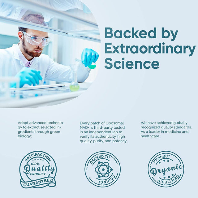 Liposomal NAD+ Supplement, True NAD+ 500Mg with TMG 250Mg per Serving for Max Absorption, Nicotinamide Riboside Alternative for Cellular Energy Metabolism & Healthy Aging - 240 Capsules