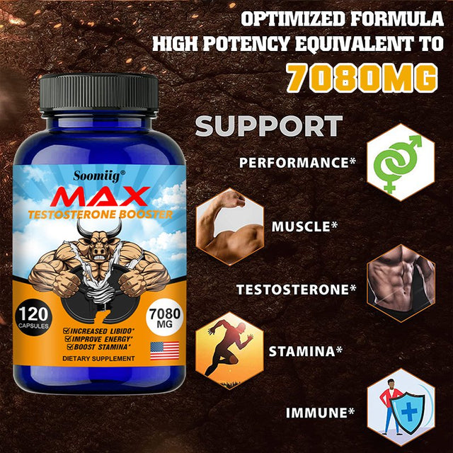 Soomiig Max Testosterone Booster - Performance Enhancer, Boosts Energy and Endurance
