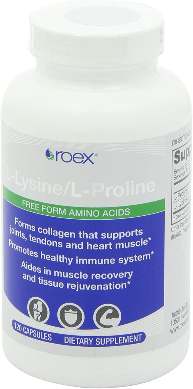 Roex Vitamins | L-Lysine | L-Proline | Muscle Maintenance and Recovery | Healthy Joints | Nutritional-Supplement | 120 Count