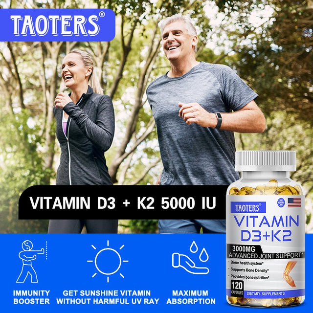 TAOTERS Vitamin K2 (MK7) with D3 Supplement to Support Joint, Bone, and Immune Health Non-Gmo Formula Easy-Swallow Vitamin D and K Complex.