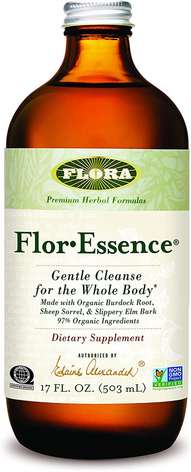 Flora Health Flor-Essence Liquid Tea Blend - Ancient 8-Herb Formula - Natural Full Body Cleanse & Detox - Organic Ingredients - Pure Vegan Formula - Burdock Root, Sorrel, Slippery Elm, Kelp - 500Ml