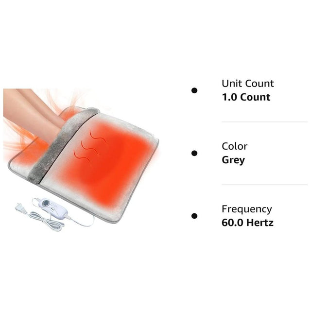 Double Sided Foot Warmer,Electric Feet Heating Pads for Women and Man with Non-Slip & Machine Washable,Electric Heated Foot Warmers with 8 Hrs Timer for Bed,Under Desk,Office,Home & Neuropathy,Grey