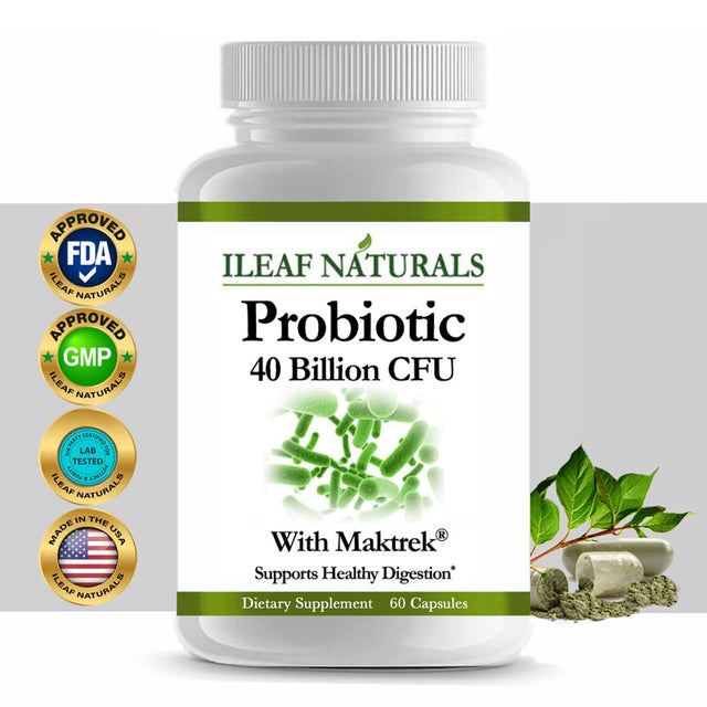 Ileaf Naturals Probiotic 40 Billion CFU with Maktrek® Bypass - 60 Veggie Capsules